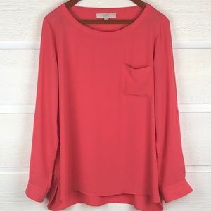 LOFT Coral Tab Sleeve Top